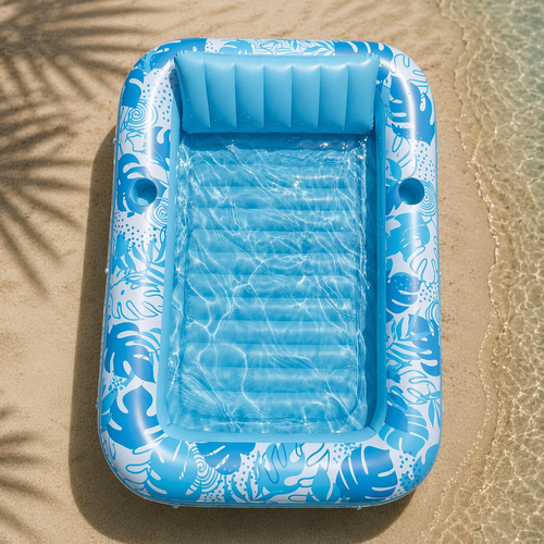 Inflatable Tanning Pool Lounger Float, Blue-XL, 85" x 57"
